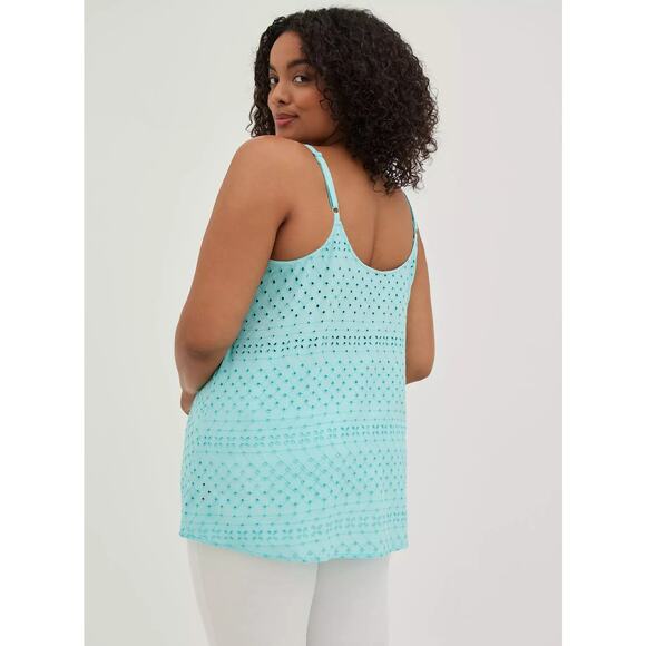Torrid Sophie Embroidered Eyelet Swing Cami • Aqua Blue • Size 5X - Picture 6 of 10